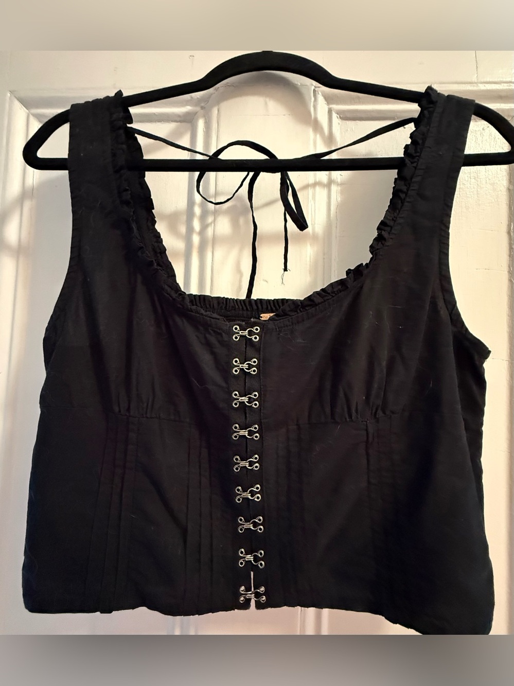 Free People Black Hook-and-Eye Sleeveless Crop Camisole